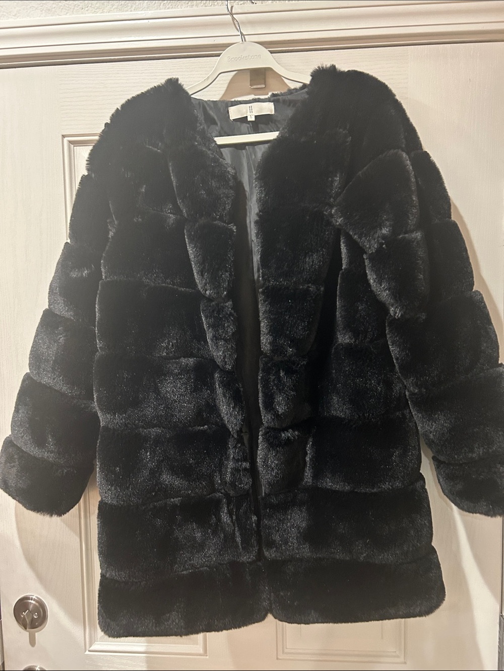 Source Unknown Black Faux Fur Puffer Coat